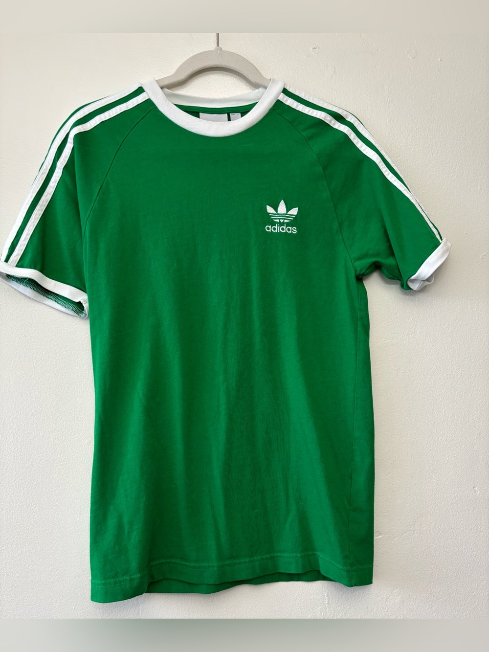 Adidas Originals 3-Stripes Green White Trefoil Ringer T-Shirt Size S